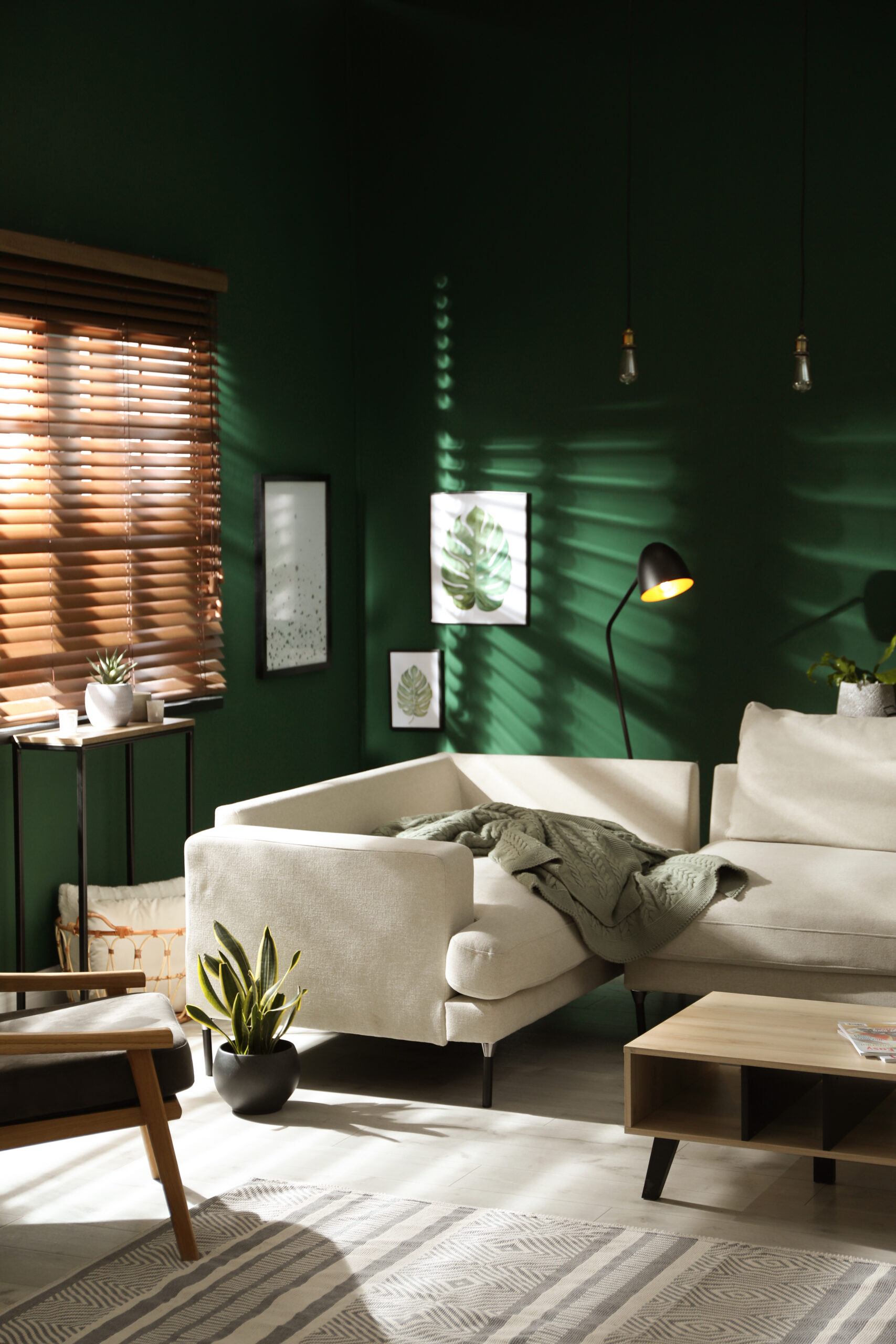 Intérieur soigné aux murs verts